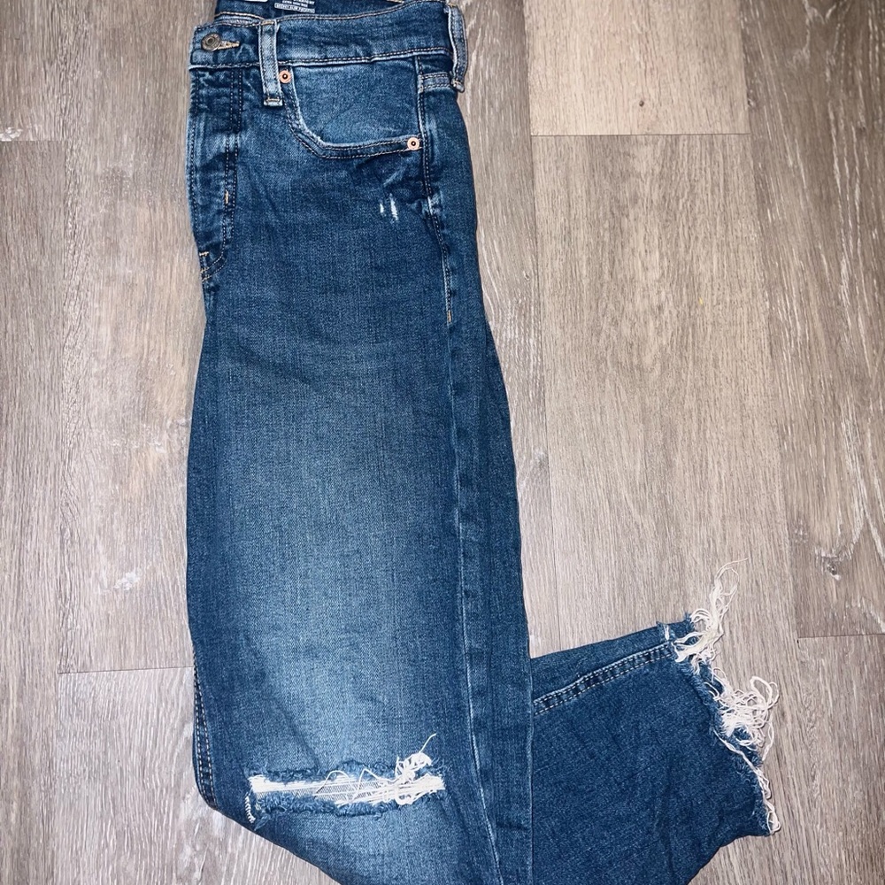 Old Navy Dark Blue Distressed Ankle Jeans